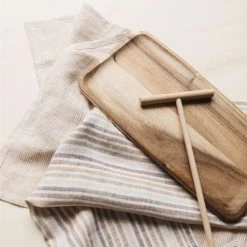 Gabrielle Paris Tabliers Et Torchons Torchon En Lin Lavé Fines Rayures Rose/crème 45x70 -Tabliers et torchons Soldes torchon en lin lave fines rayures rose creme 45x70 3