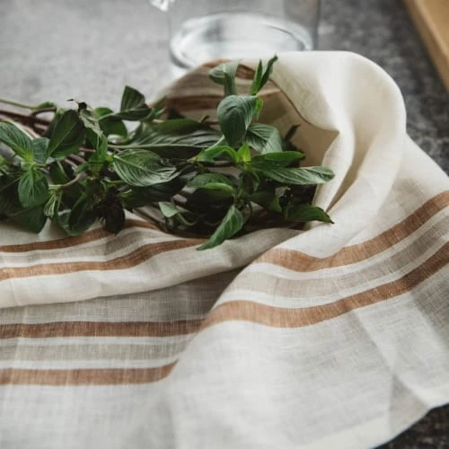 Gabrielle Paris Tabliers Et Torchons Torchon En Lin Lavé Larges Rayures Beige/blanc 45x70 3 Gabrielle Paris Tabliers Et Torchons Torchon En Lin Lavé Larges Rayures Beige/blanc 45x70 – Image 3