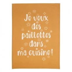 Winkler Tabliers Et Torchons Torchon Message Je Veux Des Paillettes En Coton Bronze 70 X 50