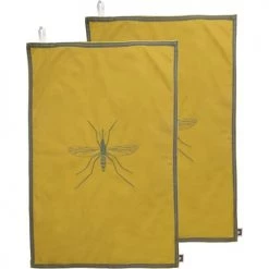 Febronie Tabliers Et Torchons Torchon (set De 2) En Coton 50x75 Jaune Et Kaki -Tabliers et torchons Soldes torchon set de 2 en coton 50x75 jaune et kaki 2