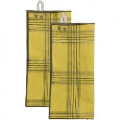 Febronie Tabliers Et Torchons Torchon (set De 2) En Coton 50x75 Jaune Et Kaki -Tabliers et torchons Soldes torchon set de 2 en coton 50x75 jaune et kaki 8