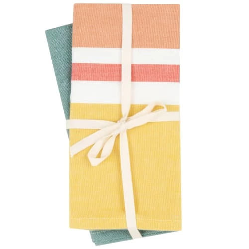 Maisons Du Monde Tabliers Et Torchons Torchons En Coton Bleu Canard, Jaune Et Corail (x2) 50x70 1 Maisons Du Monde Tabliers Et Torchons Torchons En Coton Bleu Canard, Jaune Et Corail (x2) 50x70