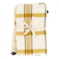 Maisons Du Monde Tabliers Et Torchons Torchons En Gaze De Coton Blanc Et Jaune 50x70 (x2)