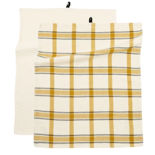 Maisons Du Monde Tabliers Et Torchons Torchons En Gaze De Coton Blanc Et Jaune 50x70 (x2) 2 Maisons Du Monde Tabliers Et Torchons Torchons En Gaze De Coton Blanc Et Jaune 50x70 (x2) – Image 2